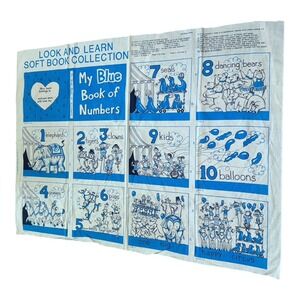 Vintage My Blue Book of Numbers Circus Soft Book Collection Fabric Panel Uncut